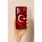 Vip Case Samsung Galaxy A73 Uyumlu Türk Bayrağı Desenli Silikon Kılıf, Siyah