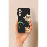 Vip Case Samsung M34 Uyumlu Kedi Ekibi Desenli Silikon Kılıf, Siyah