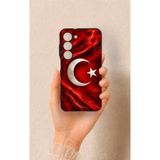 Vip Case Samsung S23 Uyumlu Türk Bayrağı Desenli Silikon Kılıf, Siyah