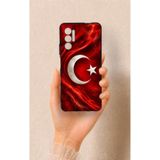Vip Case Tecno Pova 3 Uyumlu Türk Bayrağı Desenli Silikon Kılıf, Siyah