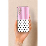 Vip Case Tecno Pova Neo 4 Uyumlu Pembe Çizgili Puantiye Desenli Silikon Kılıf