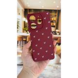 Vip Case Tecno Spark 10 PRO ile Uyumlu, Beyaz Fiyonk Desenli, Silikon, Darbe Emici Rubber Kılıf, Bordo