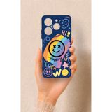 Vip Case Tecno Spark 10 Pro ile Uyumlu Happing Smile Desenli Silikon Kılıf, Lacivert