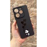 Vip Case Tecno Spark 10 PRO ile Uyumlu Kalpli Panda Desenli Silikon Darbe Emici Rubber Kılıf, Siyah