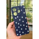 Vip Case Tecno Spark 10 PRO ile Uyumlu Mini Papatya Desenli Silikon Darbe Emici Rubber Kılıf, Lacivert