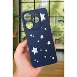 Vip Case Tecno Spark 10 PRO ile Uyumlu Mini Yıldız Desenli Silikon Darbe Emici Rubber Kılıf, Lacivert
