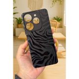 Vip Case Tecno Spark 10 PRO ile Uyumlu Zebra Desenli Silikon Darbe Emici Rubber Kılıf, Siyah
