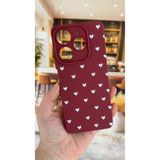 Vip Case Tecno Spark 10 PRO Uyumlu Beyaz Kalp Desenli Silikon Darbe Emici Rubber Kılıf, Bordo