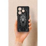 Vip Case Tecno Spark 10 Pro Uyumlu Etnik Kurt Desenli Silikon Kılıf, Siyah