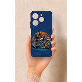 Vip Case Tecno Spark 10 Pro Uyumlu Moto Rider Desenli Silikon Kılıf, Lacivert