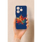 Vip Case Tecno Spark 10 Pro Uyumlu Renkli Yaprak Desenli Silikon Kılıf, Lacivert