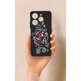 Vip Case Tecno Spark 10 Pro Uyumlu Rubik Küb Desenli Silikon Kılıf, Siyah