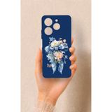 Vip Case Tecno Spark 10 Pro Uyumlu Silikon Kılıf, Mavi, Kurdeleli Çiçek Desenli