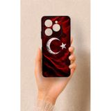 Vip Case Tecno Spark 20 Pro Uyumlu Kurt Türk Bayrağı Desenli Silikon Kılıf, Siyah