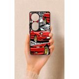 Vip Case Vivo V40 Uyumlu Kırmızı Supra Desenli Silikon Kılıf, Siyah