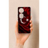 Vip Case Vivo V40 Uyumlu Kurt Türk Bayrağı Desenli Silikon Kılıf, Siyah