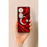 Vip Case Vivo V40 Uyumlu Türk Bayrağı Desenli Silikon Kılıf, Siyah