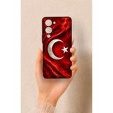 Vip Case Vivo Y19 5G ile Uyumlu Türk Bayrağı Desenli Silikon Kılıf, Siyah