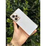 Vip Case Xiaomi Redmi Note 12 Pro (5g) Gold Kenarlı Parlak Kamera Korumalı Bark Kılıf - Beyaz