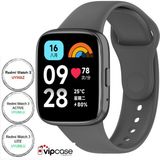 Vip Case Xiaomi Redmi Watch 3 Active ve Watch 3 Lite Uyumlu Akıllı Saat Bileklik Silikon Kordon - Koyu Gri