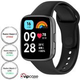 Vip Case Xiaomi Redmi Watch 3 Active ve Watch 3 Lite Uyumlu Akıllı Saat Bileklik Silikon Kordon - Siyah