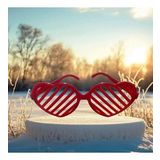 Vıp Christmas Party Glasses Kalpli Kırmızı Parti Gözlüğü Panjur Gözlük Kırmızı Yılbaşı Parti Gözlüğü