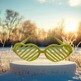 Vıp Christmas Party Glasses Kalpli Sarı Parti Gözlüğü Sarı Panjur Gözlük Sarı Yılbaşı Parti Gözlüğü