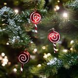 Vıp Deluxe 3 Adet Şeker Çubuk Yılbaşı Ağaçı Süsü 10 Cm Parlak Simli Kırmızı Noel Yılbaşı Süsleri Vitrin
