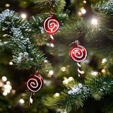 Vıp Deluxe 3 Adet Şeker Çubuk Yılbaşı Ağaçı Süsü 10 Cm Parlak Simli Kırmızı Noel Yılbaşı Süsleri