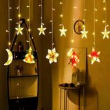 Vıp Deluxe 3 Metre Yıldızlı Noel Salkım Led Işık Led Çam Ağacı Kar Tanesi Çorap Ay Yıldız Firgürlü Vitrin
