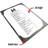 VİP GİFT Deri Menü Kabı Yemek Menüsü Restaurant Cafe Otel Menü A4 Siyah - Tekli - Renkli