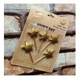 VIP GOLD STAR HAPPY BIRTHDAY CANDLE 5 ADET METALİK GOLD YILDIZLI PASTA MUMU YILDIZ DOĞUM GÜNÜ MUMU