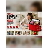 Vip Home Concept 11 Litre Termal Beslenme Çantası Isı Yalıtımlı Sıcak Soğuk Tutucu Termos Yemek Taşıma Okul Piknik Kamp Çantası-Kırmızı