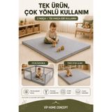 Vip Home Concept 120x120x6 cm Oyun Alanına Uygun Katlanabilir Sünger Oyun Parkı Minderi Bebek Yatağı-GRİ