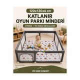 Vip Home Concept 120x120x6 cm Oyun Alanına Uygun Katlanabilir Sünger Oyun Parkı Minderi Bebek Yatağı-MARİN