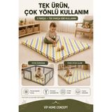Vip Home Concept 120x120x6 cm Oyun Alanına Uygun Katlanabilir Sünger Oyun Parkı Minderi Bebek Yatağı-SARI GRİ ZİKZAK