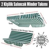 Vip Home Concept 2 Kişilik Salıncak Minder Takımı Süngerli Yeşil Beyaz Renkli Tente ile