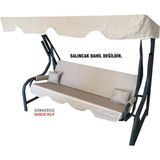 Vip Home Concept 3 Kişilik Salıncak Minder Seti Süngersiz Kılıfı Krem Bahçe Minderi