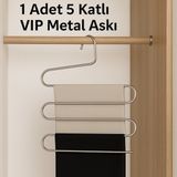 Vip Home Concept 5 Bölmeli Metal Elbise Askısı 1 Adet Giysi Pantolon Eşarp Fular Kıyafet Askısı Vıp