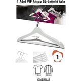 Vip Home Concept Ahşap Görünümlü Plastik Askı 1 Adet Elbise Askısı Beyaz Vıp