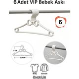 Vip Home Concept Bebek Elbise Askısı 6 Adet Fiyonk Plastik Beyaz Bebek Kıyafet Askısı Vıp