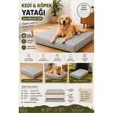 Vip Home Concept Büyük Irk Köpek Yatağı Süngerli Fermuarlı Yıkanabilir Kılıflı Köpek Minderi 64X90X10 Cm-Gri Yıldız - Çok Renkli - 65 x 90 cm