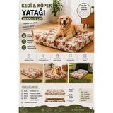 Vip Home Concept Büyük Irk Köpek Yatağı Süngerli Fermuarlı Yıkanabilir Kılıflı Köpek Minderi 64x90x10 cm-İNGİLİZ GÜLÜ