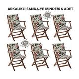Vip Home Concept İngiliz Gülü Arkalıklı Sandalye Minderi 6'lı İngiliz Gülü Desenli