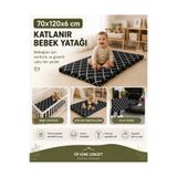Vip Home Concept Katlanır Çocuk Yatağı Sünger Yer Yatağı Oyun Minderi Taşınabilir 70x120x6 cm-KARAÇATI