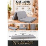 Vip Home Concept Katlanır Yer Yatağı 70X180X8 cm ve Tek Kişilik Sünger Katlanır Minder Yatak 8 CM-70X180 Cm-Gri - 70 x 180 cm