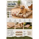 Vip Home Concept Kedi Köpek Yatağı Süngerli Fermuarlı Yıkanabilir Kılıflı Köpek Minderi 60X80X8 Cm-Ingiliz Gülü - Çok Renkli - 60 x 80 cm