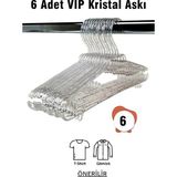 Vip Home Concept Kristal Askı Şeffaf Büyük Boy 6 Adet Elbise Askısı Vıp