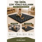 Vip Home Concept Market Ürünleri 120x120x6 cm Oyun Alanına Uygun Katlanabilir Sünger Oyun Parkı Minderi Bebek Yatağı-KARAÇATI
