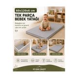 Vip Home Concept Market Ürünleri Çocuk Yatağı Sünger Yer Yatağı Oyun Minderi Bebek Yatağı 60x120x6 cm-GRİ